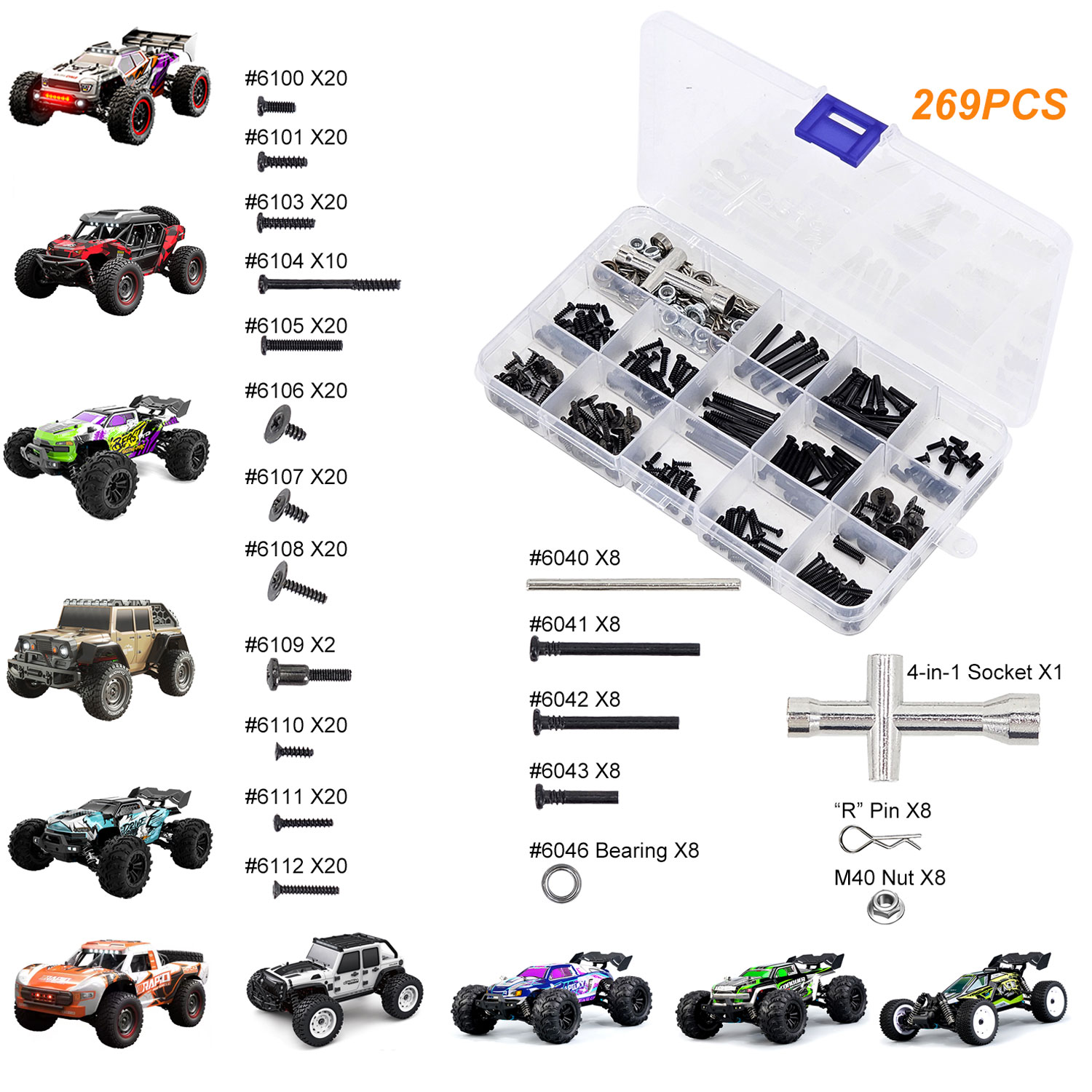 Rc Hobby Nut - مجموعة أدوات السيارة SCY 269-Piece RC